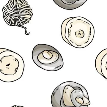Boho elements, sea pebble, candles, cotton threads seamless pattern. Cozy lag Stock Illustration