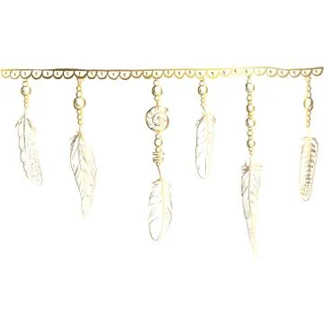 Boho elements. Vector illustration with feathers, chain and jewels in a gold  Illustrazione stock