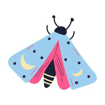 Boho the esoteric moth for wallpaper design. Vector illustration isolated. Hand 스톡 일러스트