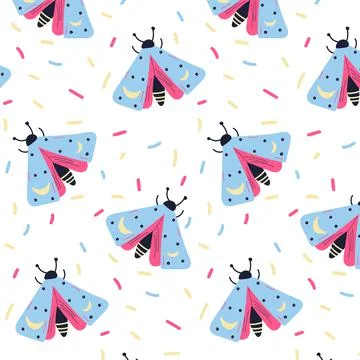 Boho is an esoteric moth.Seamless vector pattern. Isolated vector illustration 스톡 일러스트