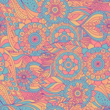 Boho ethnic asian seamless pattern Illustrazione stock