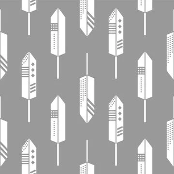 Boho feathers ornament seamless vector pattern 스톡 일러스트