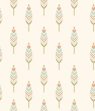 Boho feathers seamless pattern. Vector ilustartion in boho style Stock Illustration