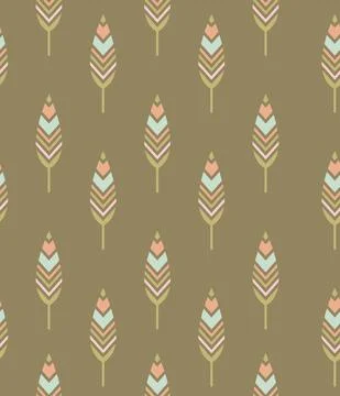 Boho feathers seamless pattern. Vector ilustartion in boho style Stock Illustration