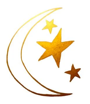 Boho flash tattoo design hand drawn art sun and crescent moon set. Antique style Stock Illustration