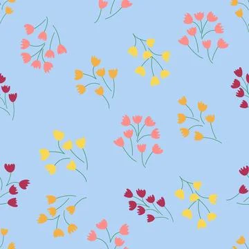 Boho Floral vintage seamless pattern. Hippie flower power retro textile print 스톡 일러스트
