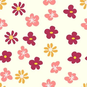Boho Floral vintage seamless pattern. Hippie flower power retro textile print 스톡 일러스트