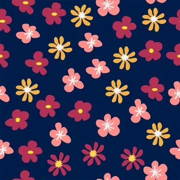 Boho Floral vintage seamless pattern. Hippie flower power retro textile print Illustrazione stock
