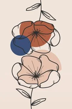 Boho flower Wall Decor Printable Poster. Flower Wall Art Home Decoration Post Stock Illustration