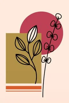 Boho flower Wall Decor Printable Poster. Flower Wall Art Home Decoration Post Stock Illustration
