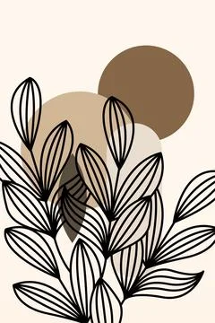 Boho flower Wall Decor Printable Poster. Flower Wall Art Home Decoration Post Stock Illustration