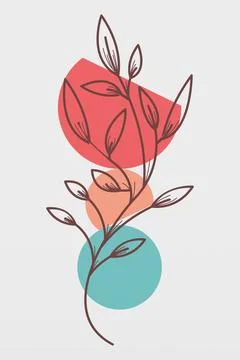 Boho flower Wall Decor Printable Poster. Flower Wall Art Home Decoration Post Stock Illustration