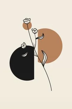 Boho flower Wall Decor Printable Poster. Flower Wall Art Home Decoration Post Stock Illustration