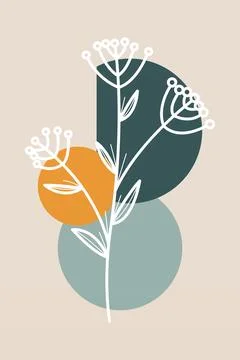 Boho flower Wall Decor Printable Poster. Flower Wall Art Home Decoration Post Stock Illustration