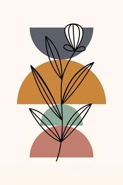 Boho flower Wall Decor Printable Poster. Flower Wall Art Home Decoration Post Stock Illustration