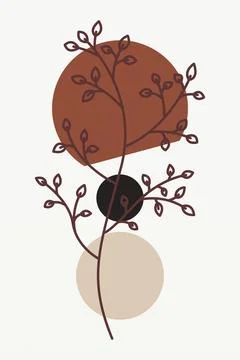 Boho flower Wall Decor Printable Poster. Flower Wall Art Home Decoration Post Stock Illustration