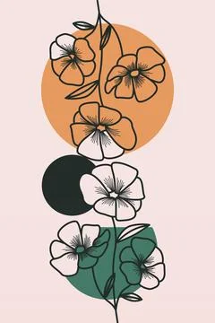 Boho flower Wall Decor Printable Poster. Flower Wall Art Home Decoration Post Illustrazione stock