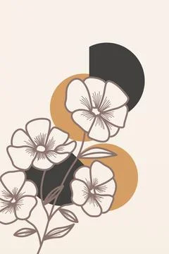 Boho flower Wall Decor Printable Poster. Flower Wall Art Home Decoration Post Stock Illustration