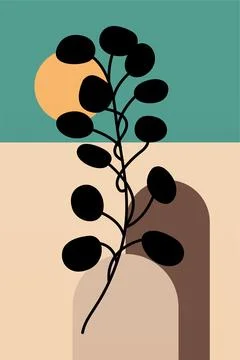 Boho flower Wall Decor Printable Poster. Flower Wall Art Home Decoration Post Stock Illustration