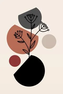 Boho flower Wall Decor Printable Poster. Flower Wall Art Home Decoration Post Stock Illustration