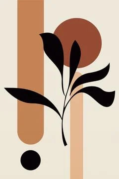 Boho flower Wall Decor Printable Poster. Flower Wall Art Home Decoration Post Stock Illustration