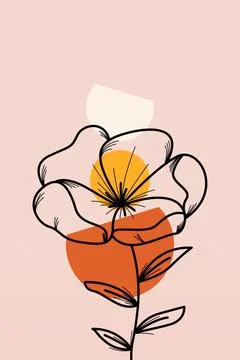 Boho flower Wall Decor Printable Poster. Flower Wall Art Home Decoration Post Illustrazione stock