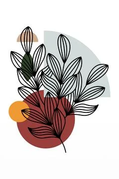 Boho flower Wall Decor Printable Poster. Flower Wall Art Home Decoration Post Stock Illustration