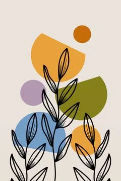 Boho flower Wall Decor Printable Poster. Flower Wall Art Home Decoration Post Stock Illustration