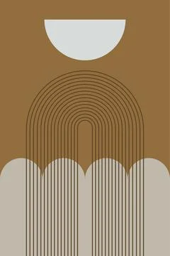Boho Geometric Retro Arch Wall Print Stock Illustration