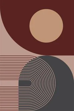 Boho Geometric Retro Arch Wall Print Stock Illustration