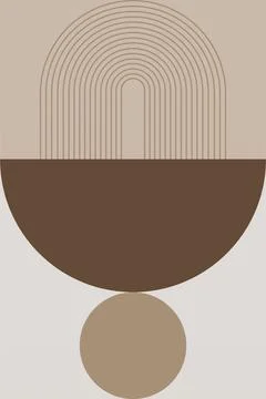 Boho Geometric Retro Arch Wall Print Stock Illustration
