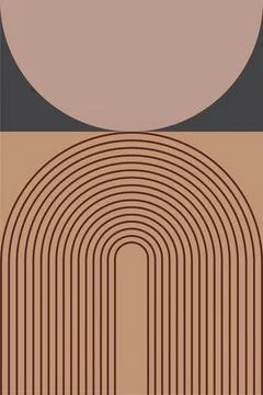 Boho Geometric Retro Arch Wall Print Stock Illustration