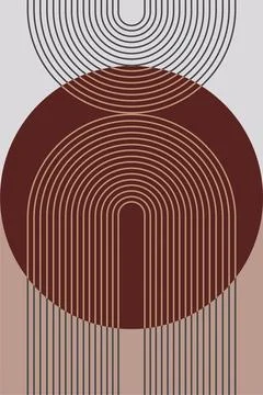 Boho Geometric Retro Arch Wall Print Illustrazione stock