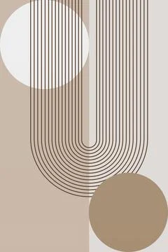 Boho Geometric Retro Arch Wall Print Stock Illustration