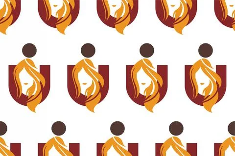 Boho girl seamless pattern background Stock Illustration