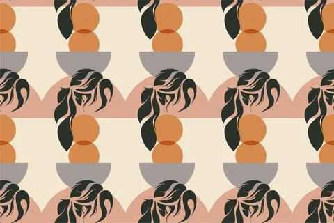 Boho girl seamless pattern background Stock Illustration