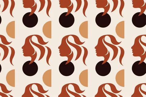 Boho girl seamless pattern background Stock Illustration