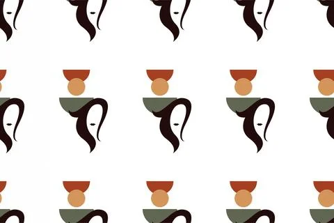 Boho girl seamless pattern background Stock Illustration