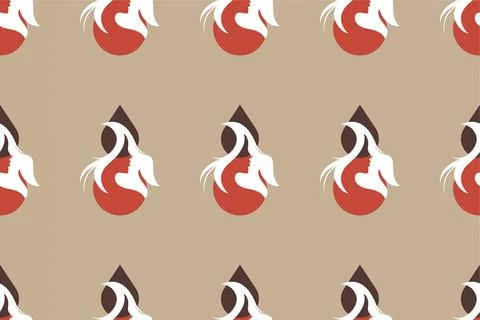 Boho girl seamless pattern background Stock Illustration