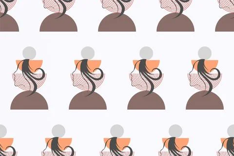 Boho girl seamless pattern background Stock Illustration