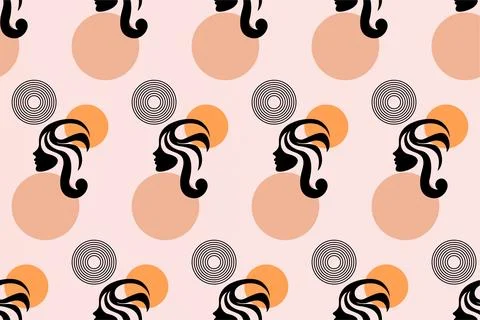 Boho girl seamless pattern background Stock Illustration