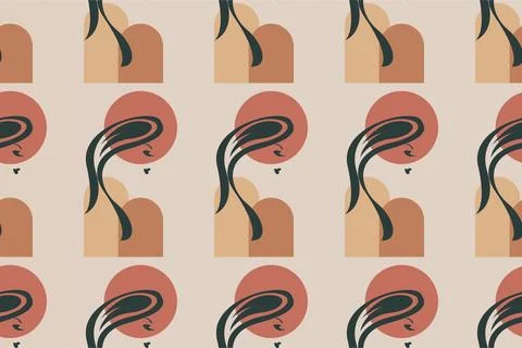 Boho girl seamless pattern background Stock Illustration