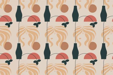 Boho girl seamless pattern background Stock Illustration