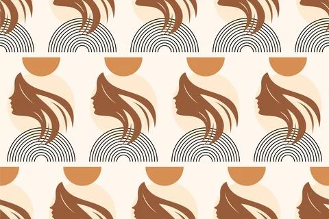 Boho girl seamless pattern background Stock Illustration