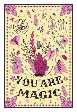 Boho good vibe. Magic line isolated elements. Bohemian mysterious ornament Illustrazione stock