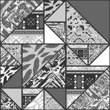 Boho grayscale wallpaper Illustrazione stock