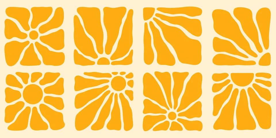 Boho groovy sun patterns Stock Illustration