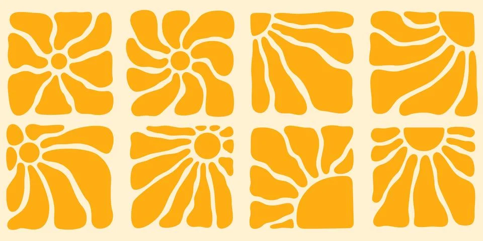 Boho groovy sun patterns Stock Illustration