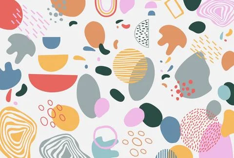 Boho Hand Drawn Abstract Background Vector Stock Illustration