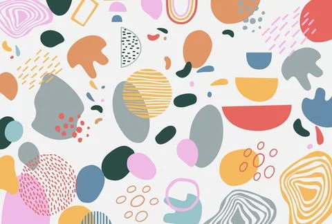 Boho Hand Drawn Abstract Background Vector Stock Illustration